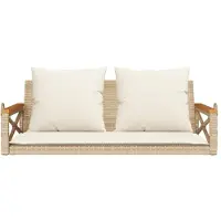 vidaXL Panca sospesa con cuscini Beige 109x62x40 cm Poly rattan