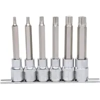 Ks Tools 1/2" CHROMEplus Set di bussole XZN, lunghe, 6 pezzi M5-M14