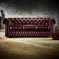 AEA Sofa 3 Sitzer Bordaux Ledersofa Couchen Couch Chesterfield Garnitur Leder Sofas