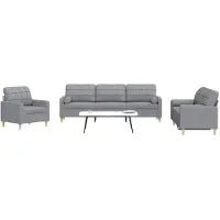 vidaXL set divano 3 pezzi con cuscini decorativi in tessuto grigio chiaro