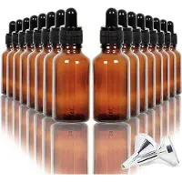 OEM 16 flaconi in vetro ambrato da 30 ml con contagocce, ideali per oli essenziali, e 2 piccoli imbuti in acciaio inossidabile