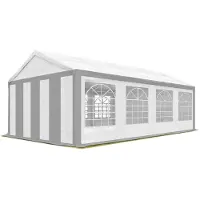 TOOLPORT Tenda da festa 4x8 m Gazebo in PVC resistente 600 N, telone impermeabile grigio bianco