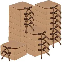 OEM Scatole regalo in cartone, confezione da 20 pezzi, dimensioni 16 x 16 x 5 cm, colore marrone, ideali per matrimoni, feste di compleanno e eventi