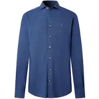 Hackett per uomo. HM3010837 Camicia Melange Piqué blu (L), Casual, Cotone, Manica lunga