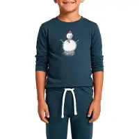 Super.natural Kid's Snowman L/S Maglia a manica lunga merino Bambini (116, blu)