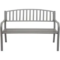 Mendler Panca da giardino MCW-F43, panca da parco, panchina con due posti, acciaio verniciato a polvere, 128 cm, colore grigio