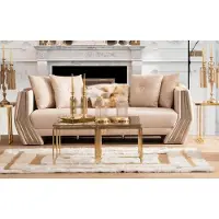 AEA Sofa Luxus 3 Sitzer Couch Polster Holz Leder Wohnzimmer Dreisitzer Couchen