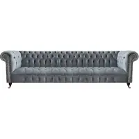 AEA Divano Chesterfield a quattro posti grigio, divano per il salotto