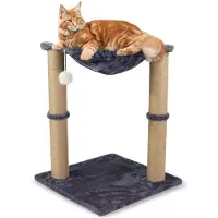Mobiclinic Pets, tiragraffi, Milo, design 2 in 1, amaca e tiragraffi, 40x40x50cm, robusto, portatile e leggero, fino a 10 kg, palla da gioco, grigio