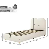 StarTech.com Letto singolo per bambini - Struttura del letto 90 x 200 cm - Tessuto beige bouclé - Contenitore con sistema idraulico - Retino in legno - Testiera imbottita - Design moderno
