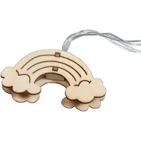 Rayher Hobby Materialen 69235159: Catena luminosa LED con arcobaleni in legno, colore giallo chiaro, lunghezza 175 cm, 10 LED