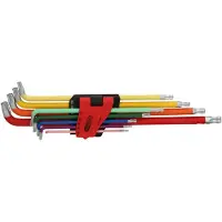 Ks Tools Set di chiavi angolari Torx a testa sferica, extra lunghe e angolate a 108°, 9 pz