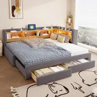 Flieks Divano letto 90x200 cm con letto estraibile, letto imbottito per ragazzi con presa di corrente, divano letto/letto giorno in ecopelle, divano letto in velluto grigio scuro