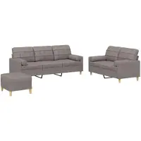 vidaXL Set di divani 3 pezzi con cuscini in tessuto Taupe