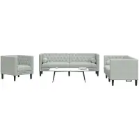vidaXL Set di divani Chesterfield a 3 pezzi con imbottiture in velluto grigio chiaro
