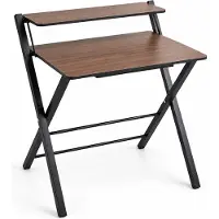 Relaxdays , scrivania pieghevole con supporto per monitor, altezza x larghezza x profondità: 82 x 70 x 56 cm, realizzata in MDF e metallo, colore marrone/nero