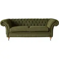 AEA Englische Chesterfield Sofa Couch Büro Möbel Dreisitz Samt 230cm Grüne