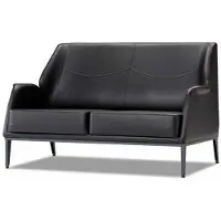 AEA Luxuriöse Schwarze Ledercouch Designer Polstermöbel Moderner Zweisitzer