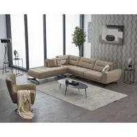 AEA Garnitur Sofa Ecksofa L-Form Sessel Polstersofa Beige Couch Stoffsofa