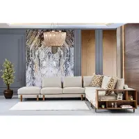 AEA Bequem Beige Ecksofa L-Form Modern Textil Sofa Wohnzimmermöbel Eckgarnitur