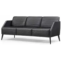 AEA Designer Schwarze Ledercouch Wohnzimmer Dreisitzer Luxus Polstermöbel