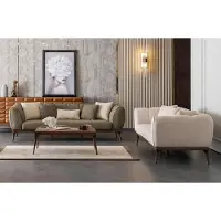 AEA Couchgarnitur Sofagarnitur 2x Sofas 3 Sitzer Couchtisch Grün Wohnzimmer
