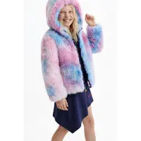 Desigual , cappotto con cappuccio stampato, Poliestere, Blu, 3/4