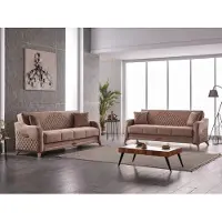 AEA Garnitur Dreisitzer 3 Sitzer Sofa Stoffsofa Polstersofa Beige Couchen
