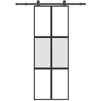 vidaXL Porta scorrevole con rubinetto 76x205 cm in vetro temperato e alluminio