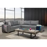 AEA Ergonomischer pflegeleichter Ecksofa in Hellgrau auf stabilen Holzbeinen