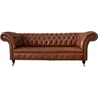 AEA Chesterfield Sofa 3 Sitzer Braun Modern Polster Leder Wohnzimmer Design