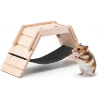 Ferplast Ponte in legno per criceti , con amaca e scala, ideale per roditori e criceti, giocattolo per animali