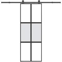 vidaXL Porta scorrevole con rubinetto 76x205 cm in vetro temperato e alluminio