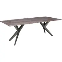 MASSIVMOEBEL24.DE MASSIVMOEBEL24 | FREEFORM 4 Tavolo da pranzo in legno di acacia - laccato grigio /gambe in ferro - antracite lucido 160x90x76