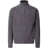 Hackett London per uomo. HM7000251 Maglione con zip Lambswool Cable Hzip grigio medio (M), Lana, Classico