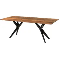 MASSIVMOEBEL24.DE MASSIVMOEBEL24 | Tavolo da pranzo in legno di acacia e resina epossidica nera 180x90x76 laccato natur / gambe a stella antracite lucido EPOXY