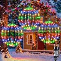 Dripio Catena luminosa a forma di sfera, 30 cm, 120 LED, multicolore, alimentazione a corrente