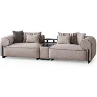 AEA Beiges Modernes 3-Sitzer Sofa mit Ladefunktion Wohnzimmer Couch