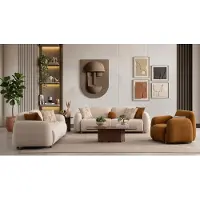 AEA Wohnzimmer Set Zwei 3 Sitzer Sofa Sessel Modern Beige Luxuriös