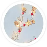 Dripio Catena luminosa a LED, colore rosso, lunghezza 1,8 metri, luce calda, con decorazioni a forma di stelle, ananas e bacche