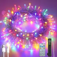 Dripio Catena luminosa da 10 metri, con 100 LED colorati, impermeabile e dotata di telecomando