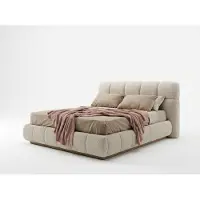 AEA Modernes Polsterbett Creme Doppelbett Schlafzimmer Design