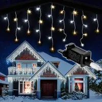 Dripio Catena luminosa a LED a forma di ghiacciolo, 360 LED, 10 metri, luce bianca calda/bianca fredda, con timer
