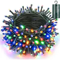 Dripio Catena luminosa con 200 LED, lunghezza 20 metri, alimentazione a batteria, impermeabile, 8 modalità, timer, multicolore