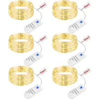 Dripio Set di 6 catene luminose LED, lunghezza 2 metri, con timer, 3 modalità, luce bianco caldo