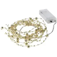 Dripio Catena luminosa a LED, 40 LED bianco caldo, sfere dorate, 125 cm