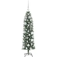 vidaXL Albero di Natale artificiale sottile verde e bianco 120 cm