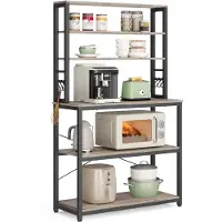 Vasagle Scaffale da cucina , scaffale da terra, 40 x 80 x 167 cm, grigio-nero
