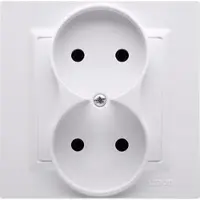 Kontakt-Simon Presa doppia senza messa a terra MONOBLOCK (modulo) 16A, 250V~, terminali a vite, bianco Completo - non per cornici bianche Simon10