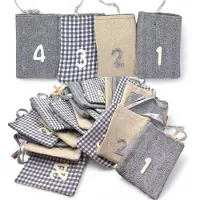 Dripio Calendario dell'Avvento da riempire, 24 sacchetti di cotone, 9x11 cm, color beige/grigio